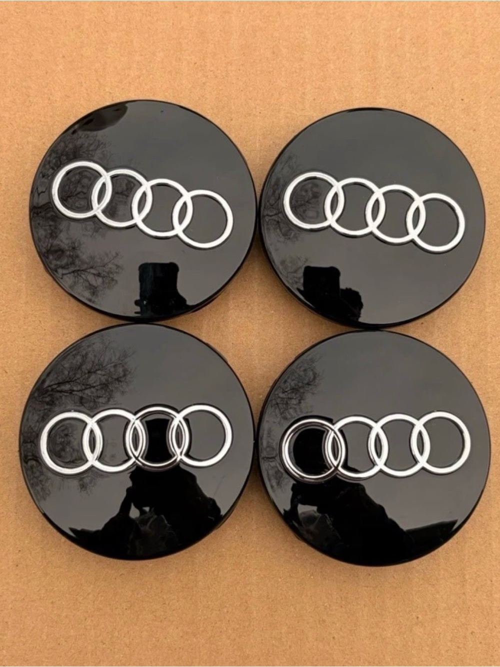 4x Audi 60mm Black Chrome Wheel Rim Center Hub Caps Replacement